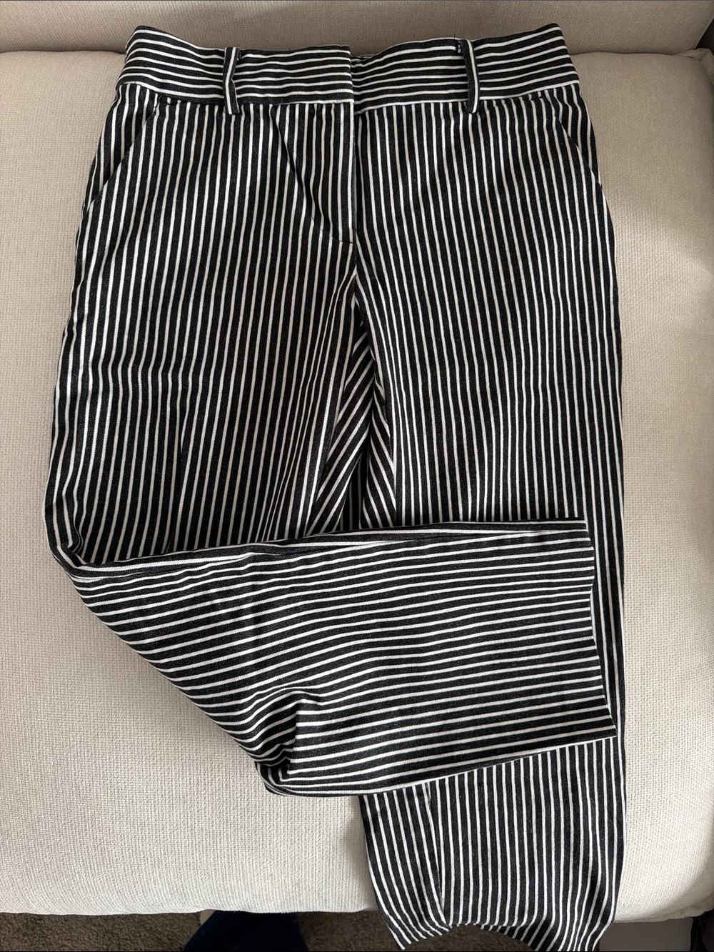 LOFT Black and White Vertical Stripe Dress Pants